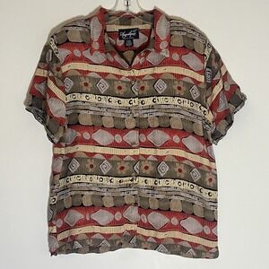 Angelique Shirt Womens Medium Multicolor Floral Aztec Geometric Vintage Gypsy M